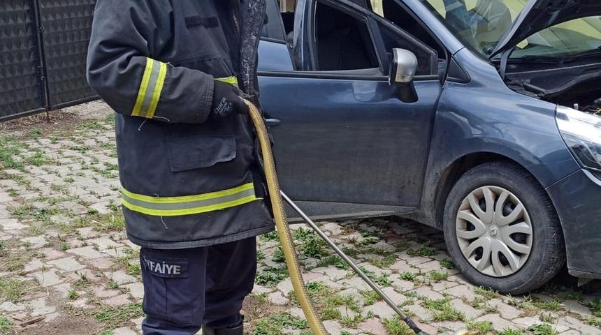 Bolu'da otomobilin tekerine giren yılan çıkarıldı