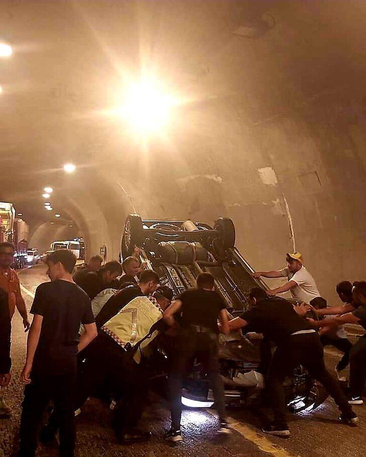 Karabük'te tünelde devrilen araçtaki 5 kişi yaralandı G4