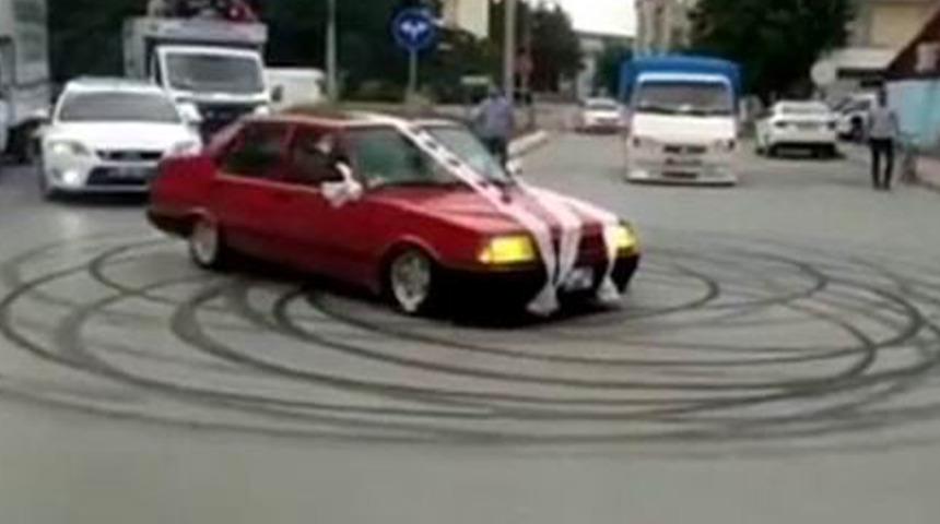 Gelin arabasıyla drift! Ekipler harekete geçti... Pahalıya mal oldu