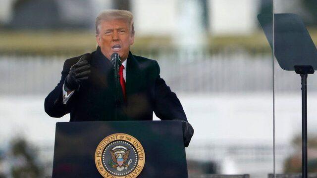 Trump 6 Ocak 2021'de Beyaz Saray önünde destekçilerine yaptığı konuşmada 