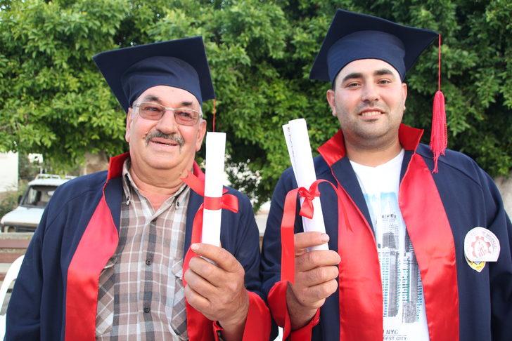 Mersin'de mesleki eğitim alan babayla oğlu birlikte mezun oldu G3