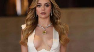 Melis Sezen göğüs dekolteli elbisesiyle verdiği pozlarla büyüledi! Disney prensesi gibisin