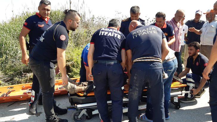Adana'da dere yatağına devrilen otomobilin sürücüsü yaralandı G3