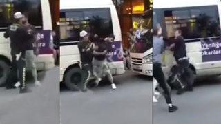 Bağcılar'da minibüs sürücüsü polise saldırdı! Olay yaratan görüntüler anbean kamerada