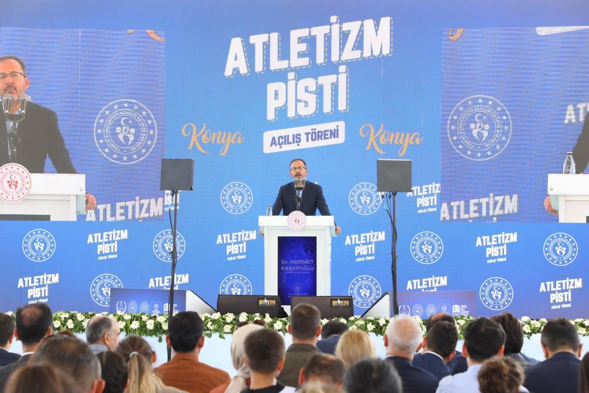 Gen&ccedil;lik ve Spor Bakanı Kasapoğlu, Konya Atletizm Pisti'nin a&ccedil;ılışında konuştu: