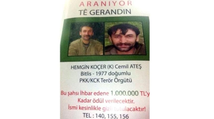 Başına 1 milyon lira ödül konulan PKK'lı ölü ele geçirildi