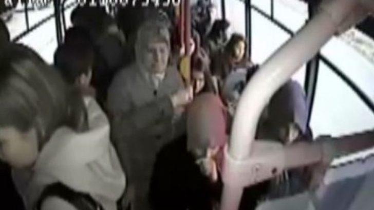 Halk otobüsünde liseli kıza taciz iddiası kamerada
