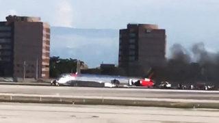 Miami Havalimanı'nda dehşet anları! 137 kişinin içinde olduğu uçak pistte alev aldı