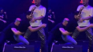 Konserde büyük panik! Hayranının saldırısına uğrayan Uzi konseri yarıda kesti