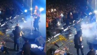 Hayko Cepkin'in sahnede talihsiz anları! Dansçısını taşımak isterken düştü