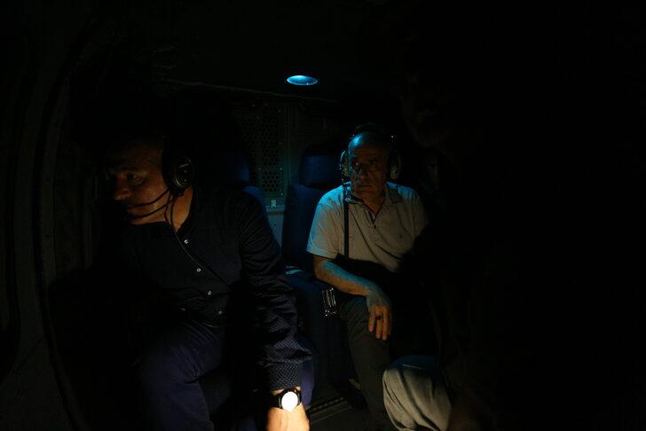 Bakanlar Soylu ve Kirişci Marmaris'te yangın sahasını gece havadan inceledi G2