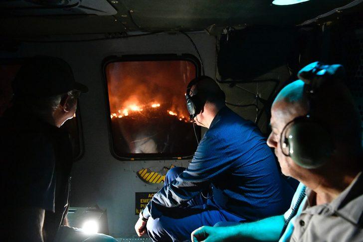 Bakanlar Soylu ve Kirişci Marmaris'te yangın sahasını gece havadan inceledi G4