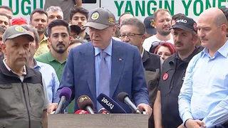 Son dakika: Cumhurbaşkanı Erdoğan'dan yangın bölgesinde dikkat çeken idam açıklaması