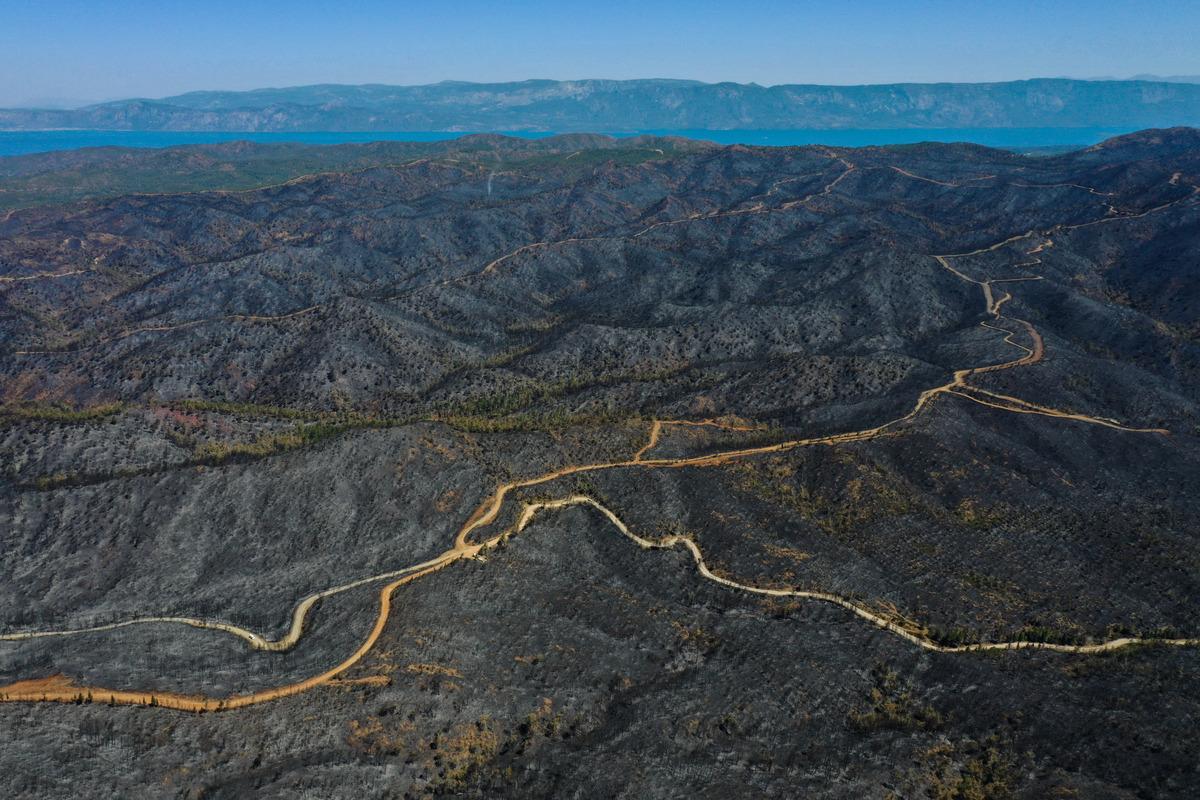 Marmaris'te yanan alanlar havadan g&ouml;r&uuml;nt&uuml;lendi