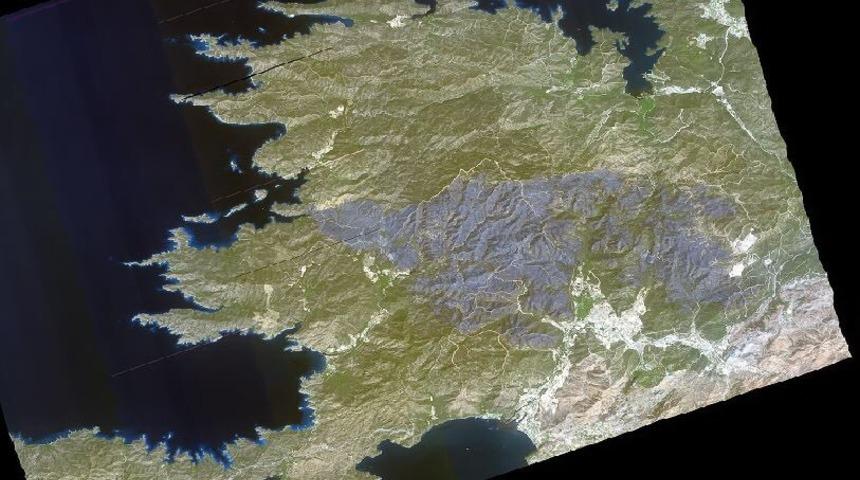 Marmaris'teki yangın, Göktürk-1 uydusundan böyle görüldü