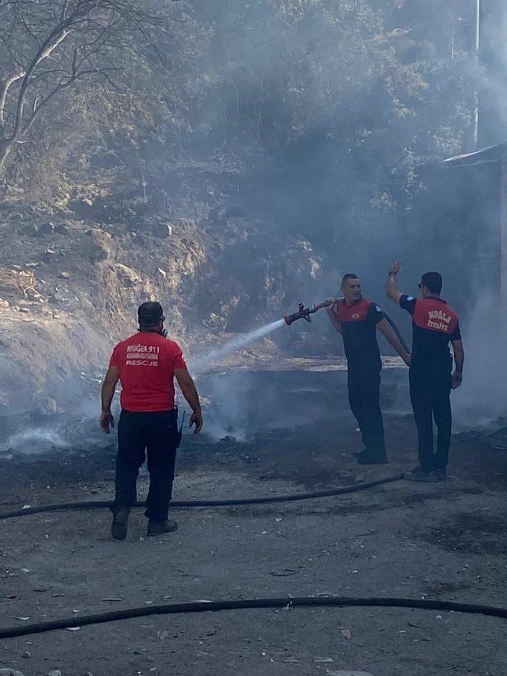 Bodrum'da otluk alanda çıkan ve iş yerine sıçrayan yangın söndürüldü G2