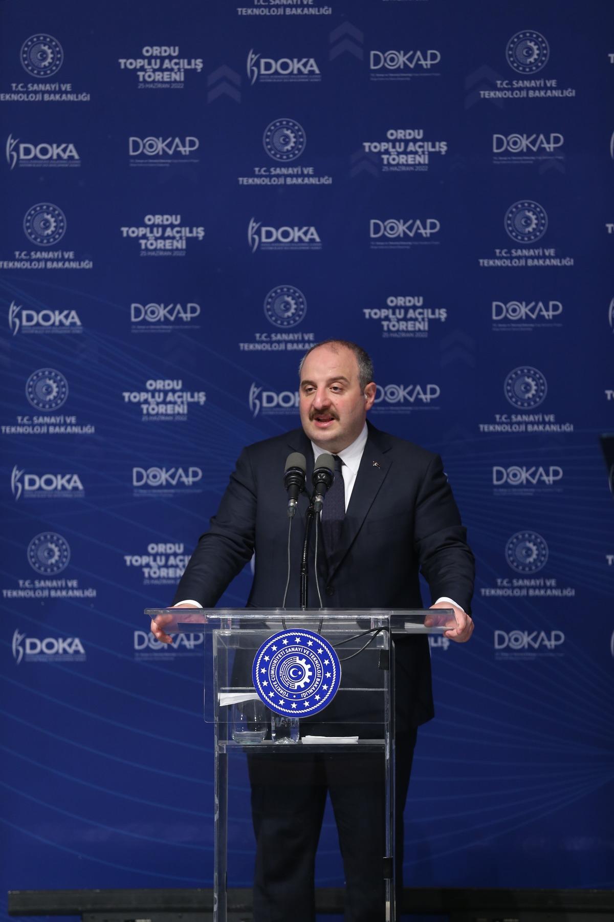 Sanayi ve Teknoloji Bakanı Varank, Ordu'da toplu a&ccedil;ılış t&ouml;reninde konuştu: