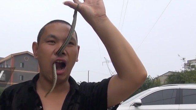 Yılanı burnundan sokup ağzından çıkardı