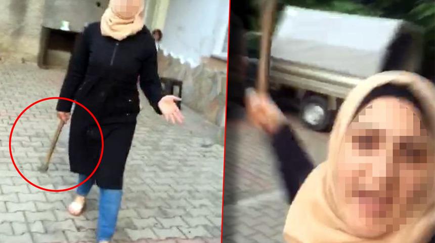 Apartman önünde korkunç görüntüler! Suriyeli kapıcı kadın keserle dehşet saçtı