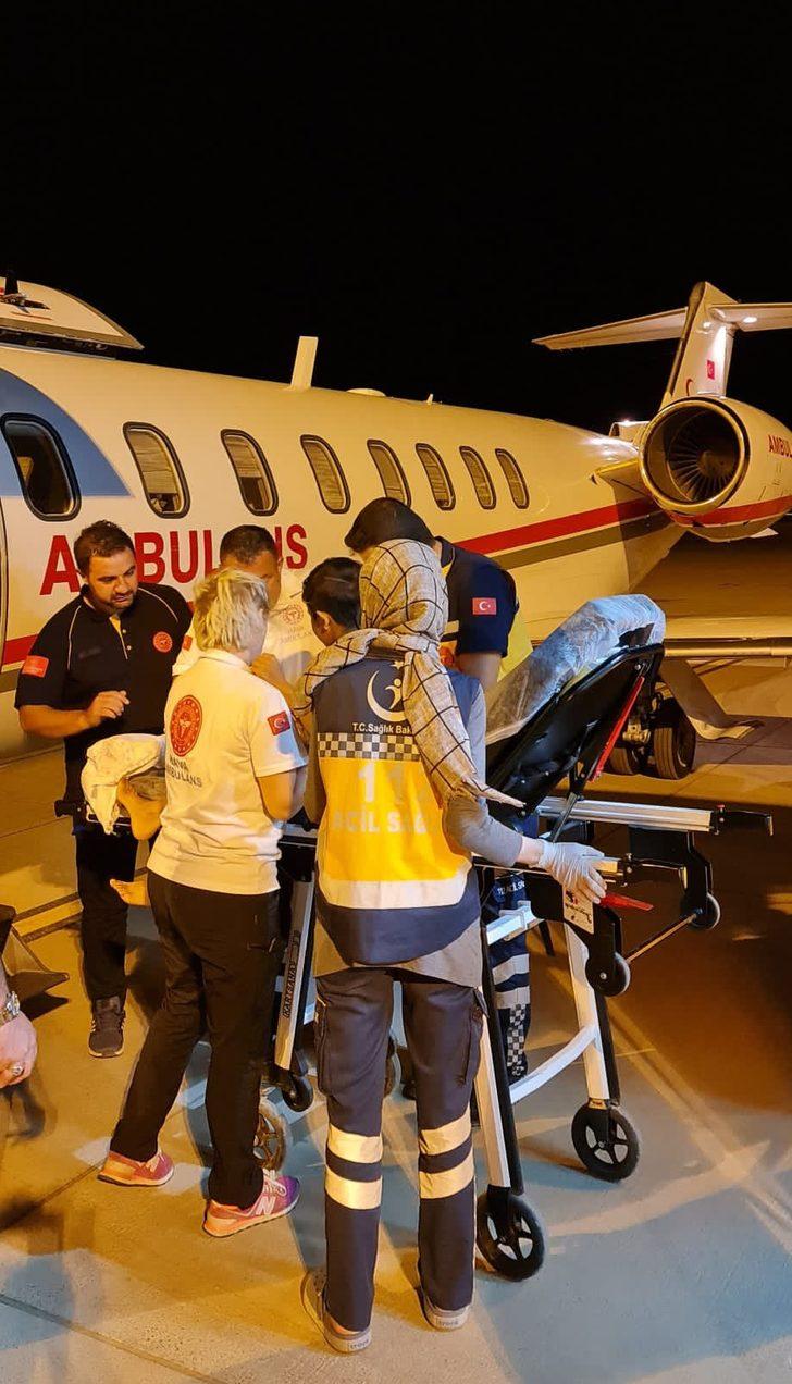 Mardin'de tedavi gören hasta çocuk ambulans uçakla İstanbul'a nakledildi