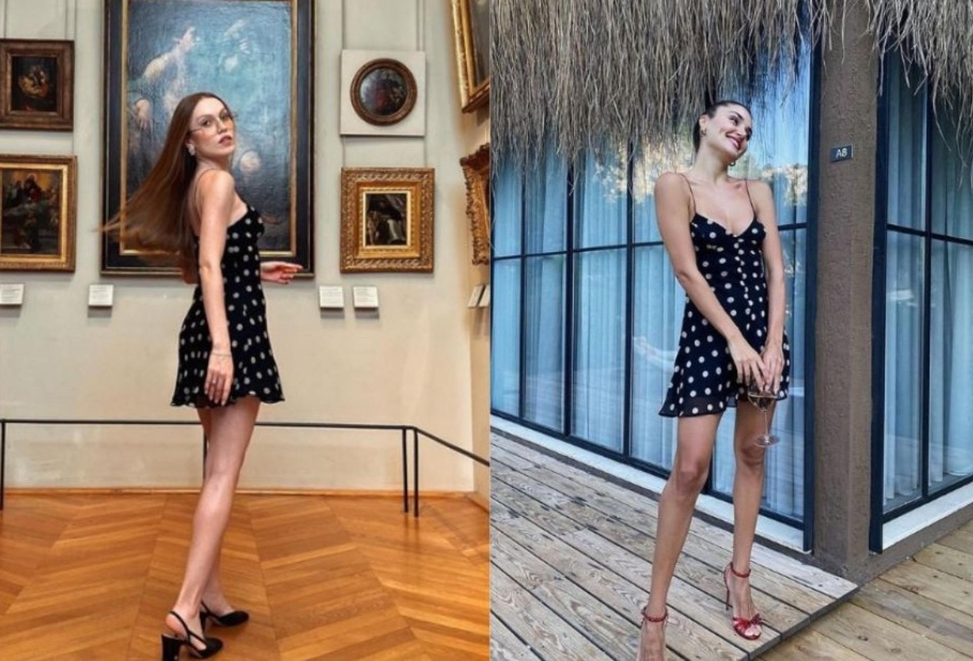 Duygu Özaslan'ın beğeni yağmuruna tutulan puantiyeli siyah elbisesine alternatif öneriler