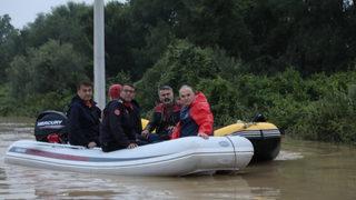 Düzce'de selde mahsur kalan büyükbaş hayvanlar kurtarıldı