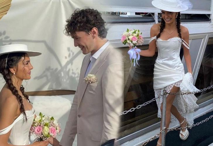 Ebru Şahin ile Cedi Osman evlendi! Güzel oyuncu beyaz elbisesiyle göz kamaştırdı