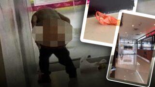 Alışveriş merkezinin ortasında pantolonunu indirip tuvaletini yaptı! Görenler şaşkınlığını gizleyemedi