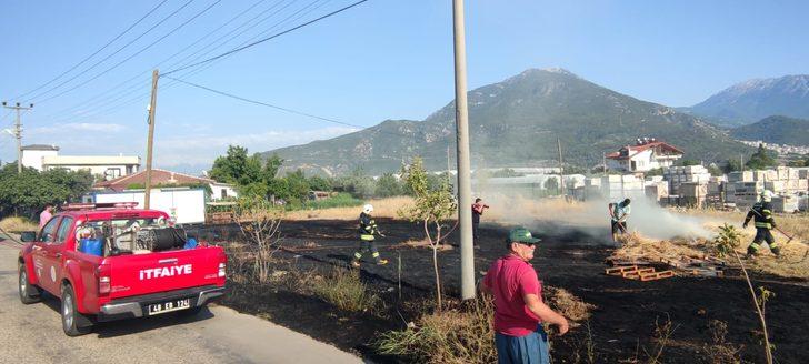 Fethiye'de çıkan anız ve saman balyası yangını söndürüldü G4
