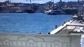 İstanbul Boğazı’ndaki korku dolu vapur kazası kamerada: İskeleye böyle çarpmış! 