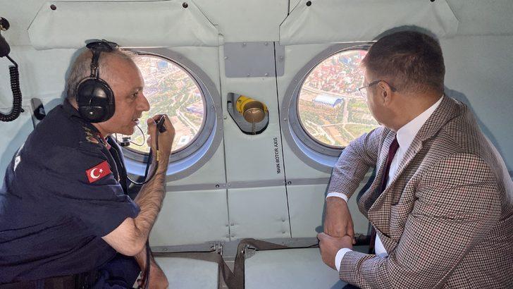 Karabük Valisi Fuat Gürel, sel bölgesini havadan inceledi: G1