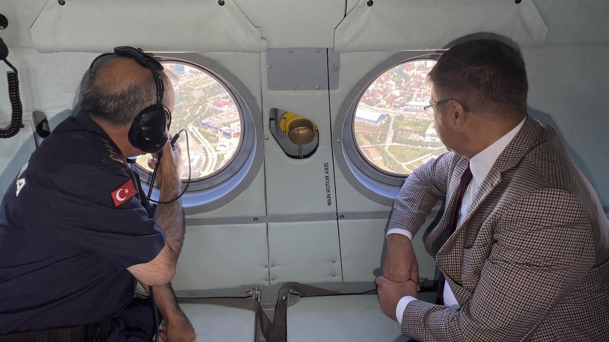 Jandarmadan Karab&uuml;k'te helikopterli trafik denetimi