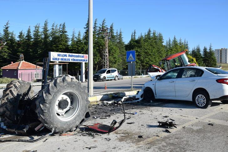 Konya’da otomobil ile traktörün çarpışması sonucu 3 kişi yaralandı G1