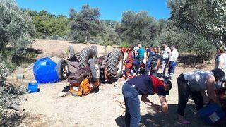 Muğla'da devrilen traktörün sürücüsü yaralandı