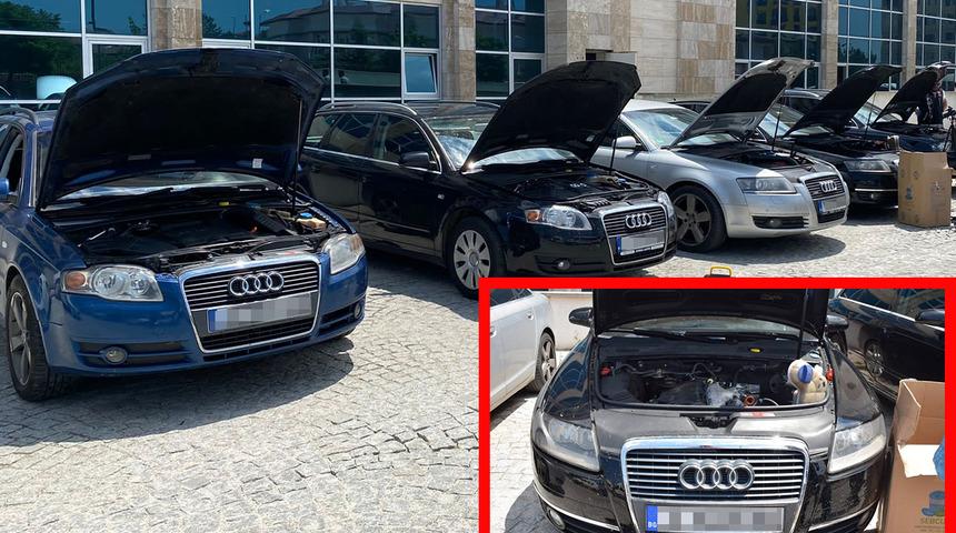 Takibe alınan yabancı plakalı lüks otomobillerde bulundu! Binlercesini motora gizlemişler