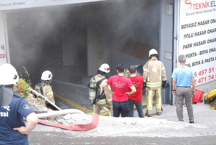 Maltepe'de otomobil bakım merkezinde çıkan yangın söndürüldü G2