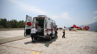 Alanya'da ambulans helikopter prematüre bebek için havalandı