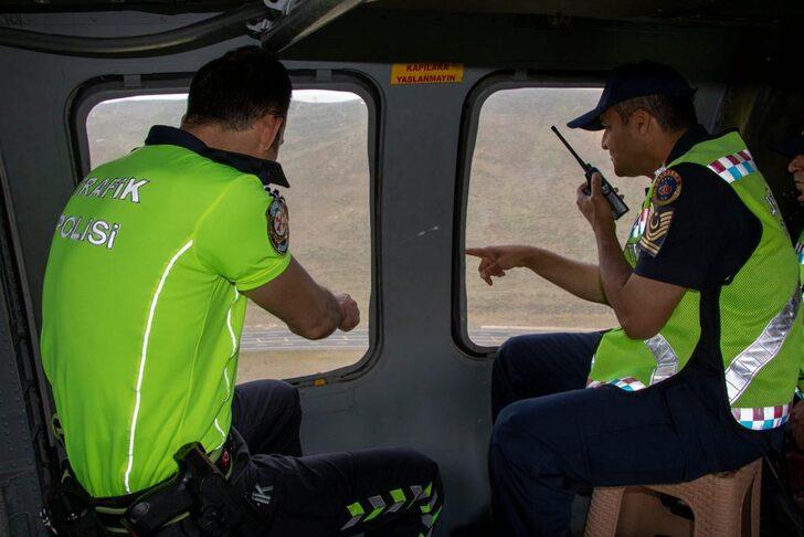 Erzurum'da helikopterle trafik denetimi G1