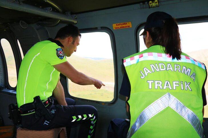 Erzurum'da helikopterle trafik denetimi G2