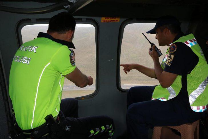 Erzurum'da helikopterle trafik denetimi G3