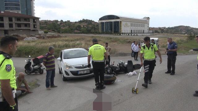 Kırıkkale'de otomobil ile çarpışan motosikletin sürücüsü ağır yaralandı