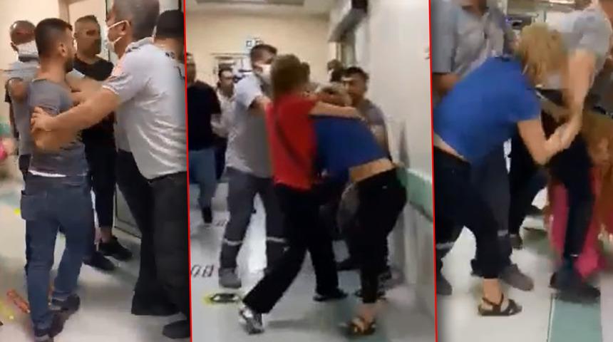 Aynı hastanede 2 g&uuml;n arayla taşkınlık! Kadınlar sa&ccedil; sa&ccedil;a kavga etti, koridorlar aile &uuml;yesi erkeğin narasıyla inledi