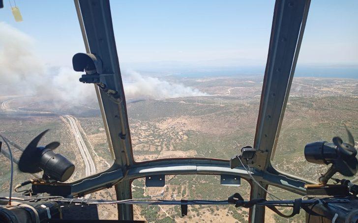 Çeşme'de makilik alanda çıkan yangına müdahale ediliyor G1