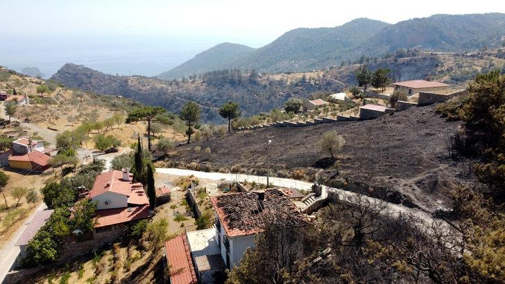 Datça'da yanan orman alanı havadan görüntülendi G3