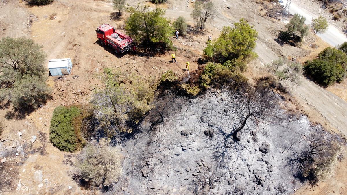 Dat&ccedil;a'da yanan ormanlık alanda soğutma &ccedil;alışmaları s&uuml;r&uuml;yor
