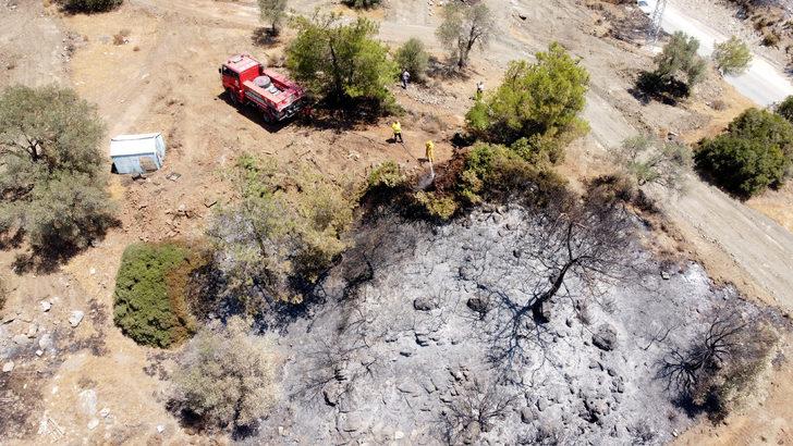 Datça'da yanan ormanlık alanda soğutma çalışmaları sürüyor G1
