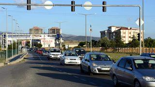 Kilit kavşak Kırıkkale'de trafik yoğunluğu yaşanıyor