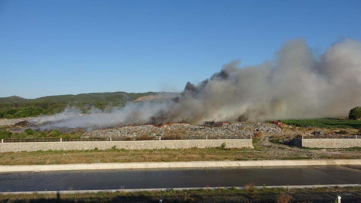 &Ccedil;anakkale'de &ccedil;&ouml;pl&uuml;k alanda &ccedil;ıkan yangın kontrol altına alındı