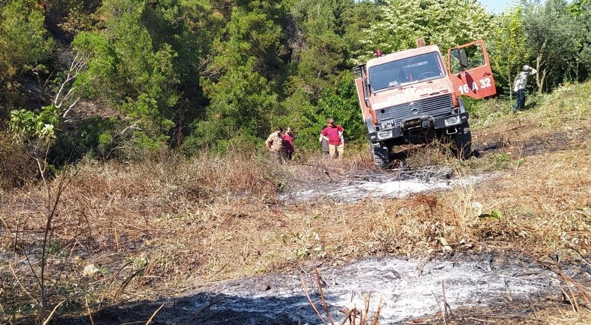 G&Uuml;NCELLEME - Bursa'da zeytinlik alanda &ccedil;ıkan yangın kontrol altına alındı