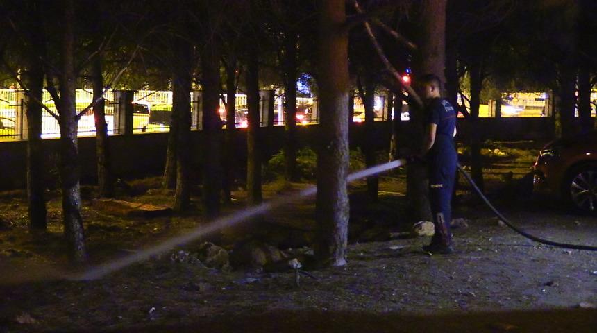 Antalya Eğitim ve Araştırma Hastanesi otoparkında çıkan yangın söndürüldü